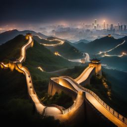 metropolis rising: the great wall of china transformed into a futuristic megacity 