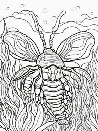 Mantis Shrimp Coloring Pages - Colorful Punching Ocean Creature  black outline printable sheet, coloring page