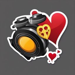 Heartbeat and Film Reel Emoji Sticker - Capturing love on the reel of life, , sticker vector art, minimalist design