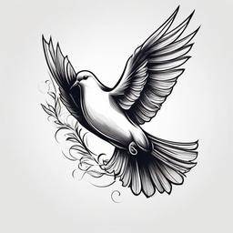 Dove Drawing Tattoo-Beautiful and artistic drawing of a tattoo featuring a dove, capturing a sense of grace and freedom.  simple color tattoo,white background