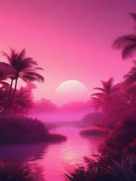 Dreamy Aesthetic with Soft Pink Hues in Pink Sky Background wallpaper splash art, vibrant colors, intricate patterns