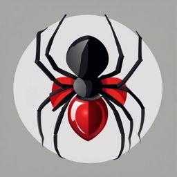 Black Widow Spider Clip Art - A black widow spider with a red hourglass,  color vector clipart, minimal style