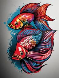 Betta Fish Tattoos-Bold and vibrant tattoos featuring Betta fish, capturing the unique and colorful beauty of these aquatic creatures.  simple color vector tattoo