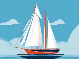 Sailboat Clipart - A sailboat sailing under a clear blue sky.  color vector clipart, minimal style