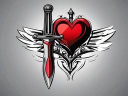 heart and sword tattoo  simple vector color tattoo