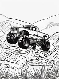 Monster Truck in Extreme Sports Coloring Pages - Trucks Participating in Extreme Events  minimal black outline printable sheet, coloring page