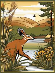 August clipart - August wildlife in a natural setting  