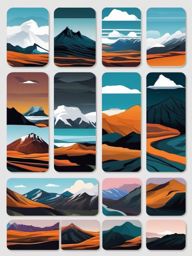 Highlands of Iceland sticker- Vast, uninhabited volcanic landscape in Iceland, , sticker vector art, minimalist design