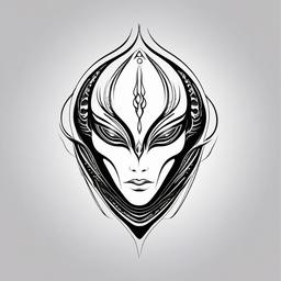 Alien Line Tattoo - Sleek and minimalist representation of extraterrestrial elegance.  simple color tattoo,vector style,white background