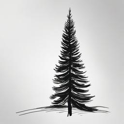 drawing of fir tree  minimal rough scribbles,doodles,black and white