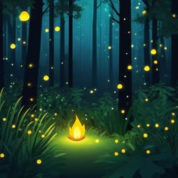 Fireflies in Enchanted Forest Emoji Sticker - Illuminated magic in a woodland grove, , sticker vector art, minimalist design