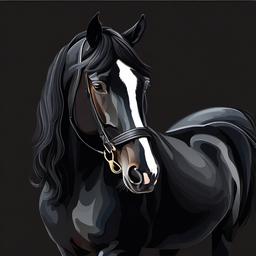 Friesian Horse cartoon - elegant, black horse used for work and show  cartoon sticker style