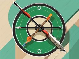 Archery Bow and Arrow Sticker - Precision target, ,vector color sticker art,minimal