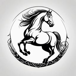 Chinese Zodiac Horse Tattoo - Embrace the symbolic meaning of the Chinese zodiac horse with a tattoo, symbolizing strength, loyalty, and positive energy.  simple tattoo,minimalist,white background