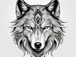 Tattoo for Wolf,enigmatic and alluring portrayal of a wolf, canvas for expressing one's wild spirit. , tattoo design, white clean background