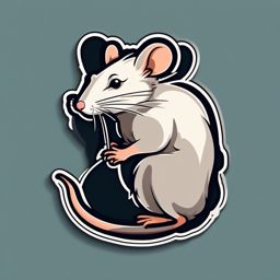 Rat Sticker - A small rat with a long tail, ,vector color sticker art,minimal