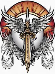 archangel michael sword tattoo  simple vector color tattoo