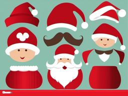 Santa Claus Hat Clipart,Decorating a festive holiday costume guide  simple, 2d flat