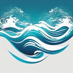 Tattoos of Waves Water - Showcase the fluidity and grace of waves with tattoos featuring water imagery.  simple vector color tattoo,minimal,white background