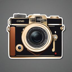 Camera Sticker - Vintage camera illustration, ,vector color sticker art,minimal