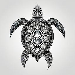 Abstract Sea Turtle Tattoo - Showcase an artistic interpretation of a sea turtle with unique and imaginative abstract designs.  simple color tattoo,minimal vector art,white background