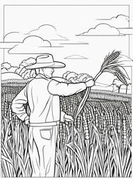 Harvesting Corn Coloring Pages - Collecting Corn from the Field  minimal black outline printable sheet, coloring page