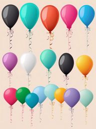 Wedding Balloons clipart - Colorful wedding balloons, ,vector color clipart,minimal