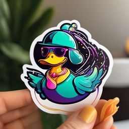 Disco Duck sticker- Quacky Dance Party, , sticker vector art, minimalist design