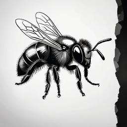 drawing of a stingless bee  minimal rough sketch scribbles,doodles,black and white