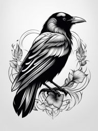 raven tattoo black and white design 