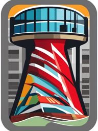 Airport Control Tower Sticker - Aviation hub, ,vector color sticker art,minimal