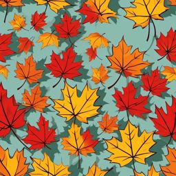 Maple leaves falling in the breeze clipart  simple, 2d flat