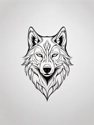 Simple Wolf Tattoo,less is more – a minimalist masterpiece, wolf depicted in its purest essence. , color tattoo design, white clean background