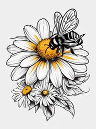 daisy with bee tattoo  vector tattoo design