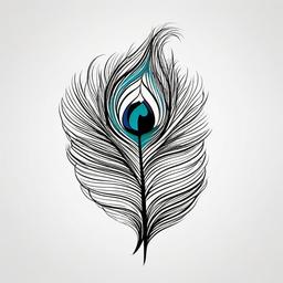 Tattoo Feather Peacock - Peacock feather-inspired tattoo.  simple vector tattoo,minimalist,white background