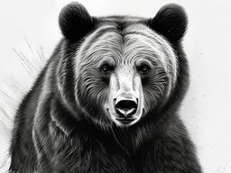 drawing of a grizzly bear cub  minimal rough sketch scribbles,doodles,black and white