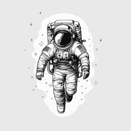 Astronaut Tattoo - An astronaut tattoo floating in zero gravity  few color tattoo design, simple line art, design clean white background