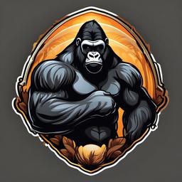 Gorilla cartoon - gentle, powerful primate  cartoon sticker style