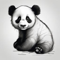 drawing of a panda cub  minimal rough sketch scribbles,doodles,black and white