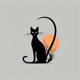 black cat tattoo minimalist color design 