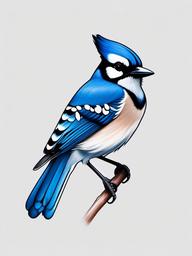 Blue Jay Tattoo - Blue jay bird tattoo  minimalist tattoo design, white background