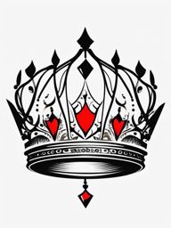 Crown Tattoo-stylized and unique crown design with symbolic elements, creating a one-of-a-kind tattoo. Colored tattoo designs, minimalist, white background.  color tatto style, minimalist design, white background