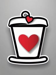 Coffee Cup with Heart Sticker - Coffee cup with a heart-shaped design, ,vector color sticker art,minimal