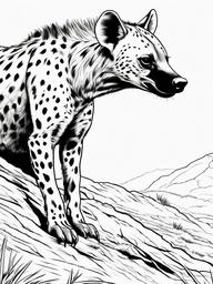 Hyena Coloring Pages - Spotted Scavenging Predator  black outline printable coloring page