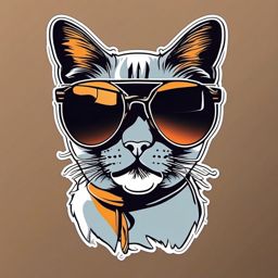 Cat with sunglasses sticker, Cool , sticker vector art, minimalist design