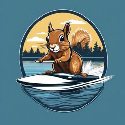 Quirky Squirrel - Illustrate a squirrel performing a synchronized water skiing show on a lake. ,t shirt vector design