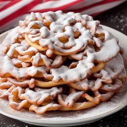 funnel cake with powdered sugar, relished at a bustling carnival. 