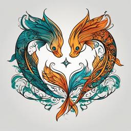 pisces tattoo idea  simple vector color tattoo