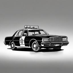 drawing of a police car  minimal rough scribbles,doodles,black and white