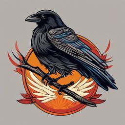 crow wing tattoo  simple vector color tattoo